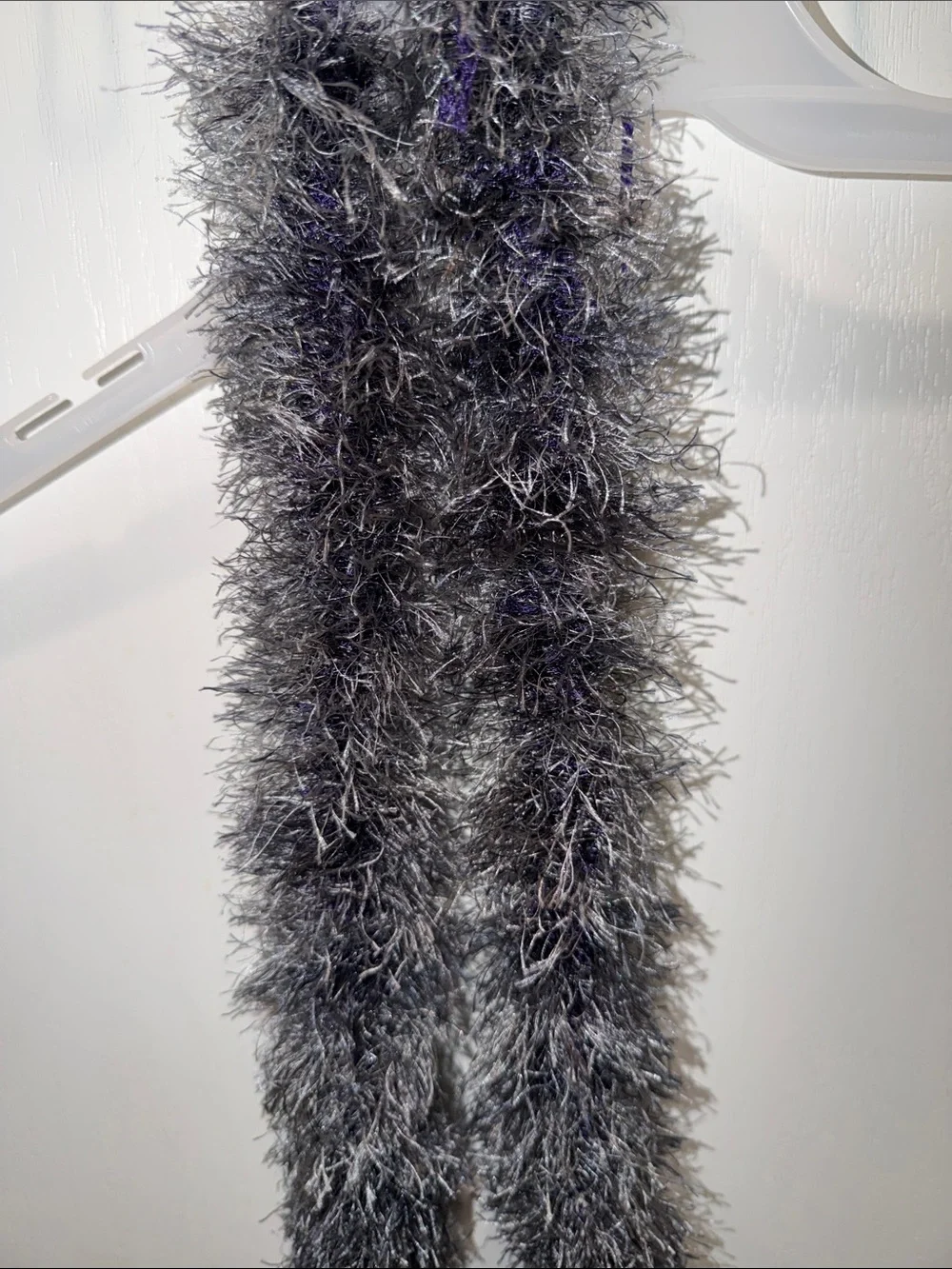 Gray Fuzzy Decorative Scarf - Unbranded